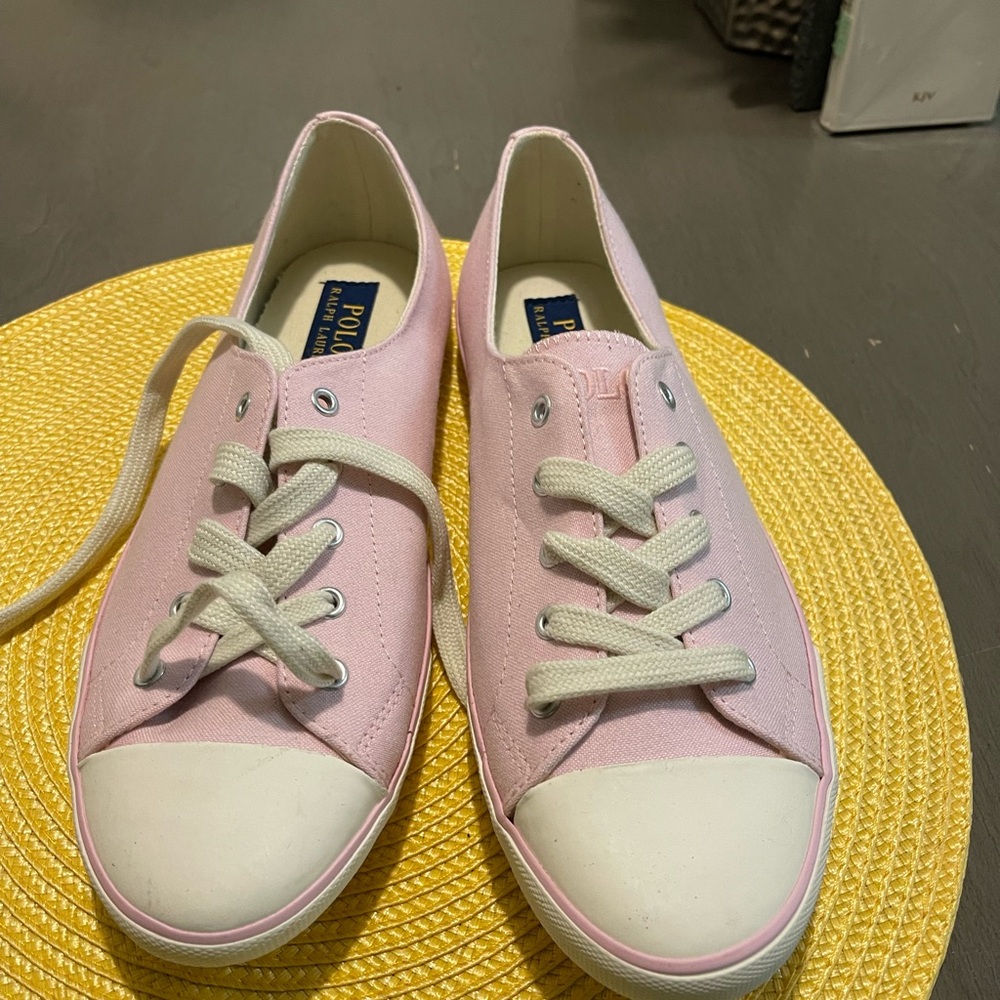 Polo by Ralph Lauren Pink and White Sneakers Casual Low-Top